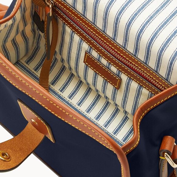 Dooney & Bourke Wayfarer Camden Navy and Brown Nylon Flap Crossbody Bag - Picture 5 of 6